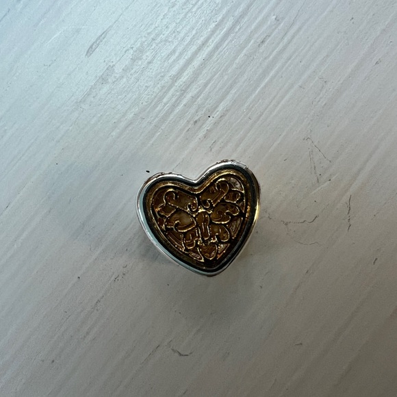 925 sterling silver fancy “Love You” Pandora style heart shaped charm. - Picture 2 of 3